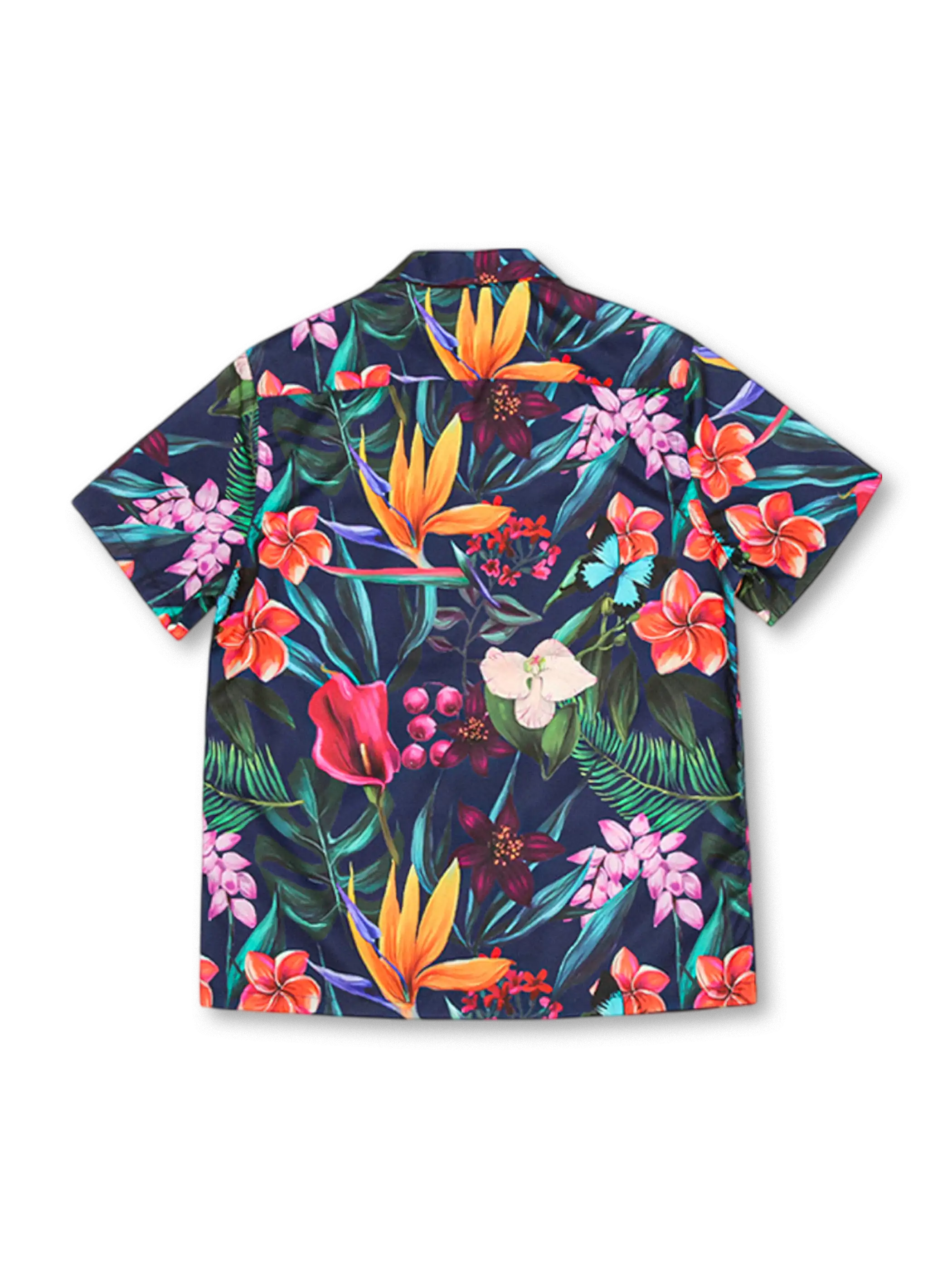 オーキッド＆バードオブパラダイスキューバカラーシャツ正面画像