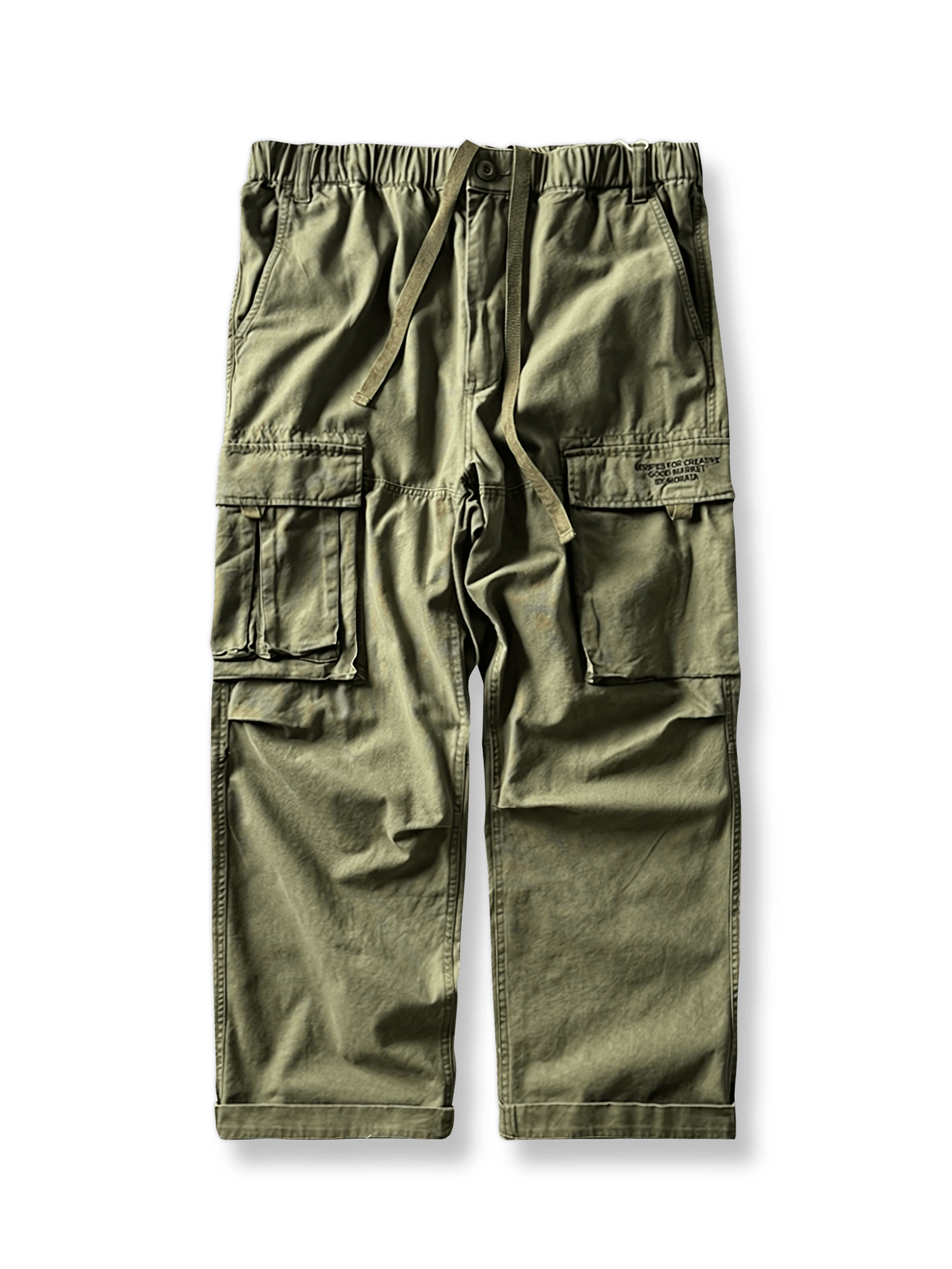 刺繍と多ポケットが映えるアウトドアキャンプ用ワークパンツ