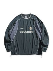 カラーブロックデザインと配色切替えが特徴のアウトドア向け速乾吸湿性ポリエステル製スポーツライディングスウェット。