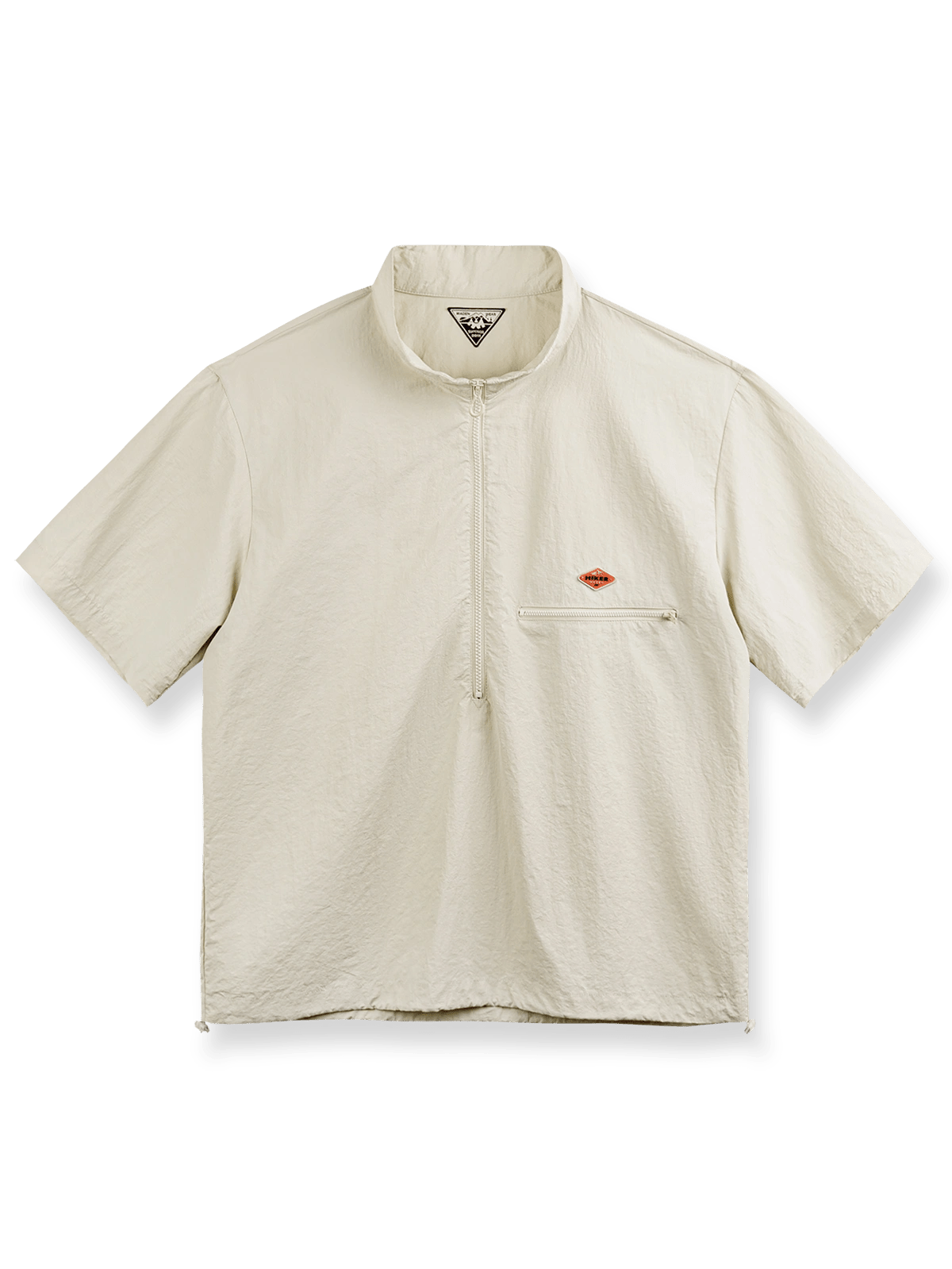 ゴアコアスタイルのハーフジップスタンドカラーシャツ