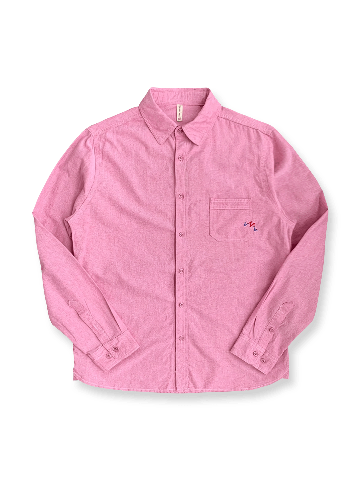 胸元に刺繍が施されたオックスフォードコットンシャツ