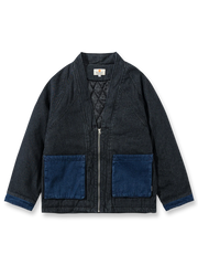 デニム素材を使用した中綿入りの厚手はんてんジャケット