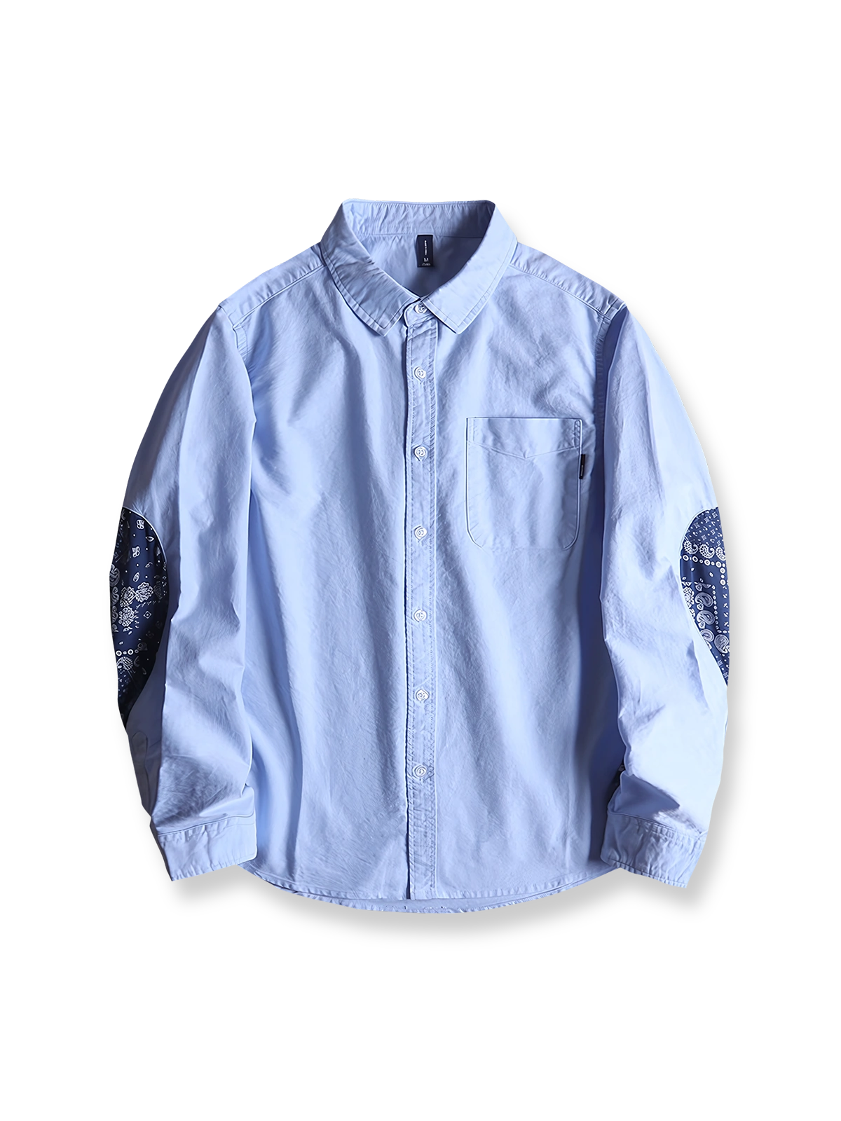 肘にペイズリーパッチをあしらった100%コットンオックスフォードシャツ