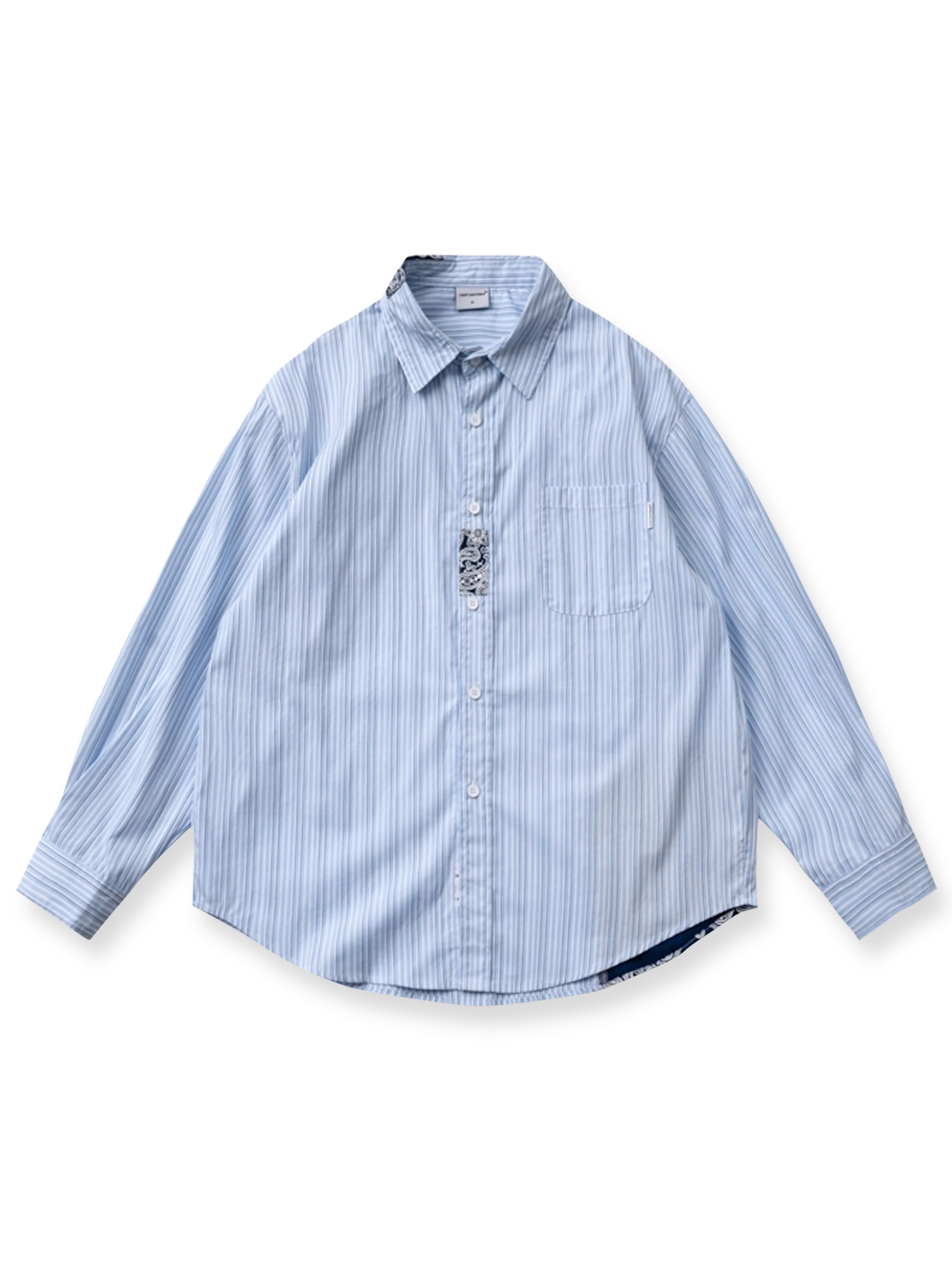 ペイズリーパッチワークルーズストライプシャツ