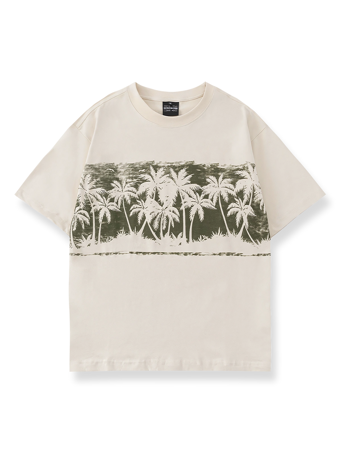 ヤシの木プリントのオーバーサイズ半袖Tシャツの前面が見える商品画像