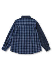 パネルパッチワークデニムシャツ