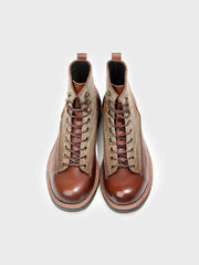 異素材コンビ ハイカット牛革ブーツ