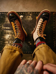 パッチワーク バイカー ブーツ