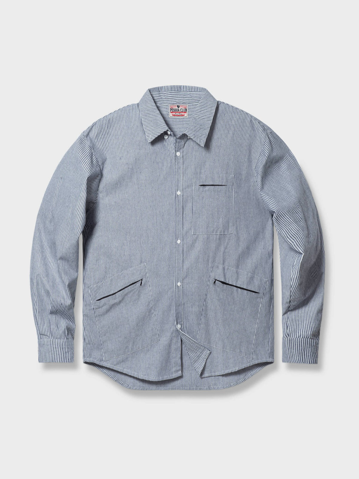 細ストライプ　ボタンダウンカラーシャツ