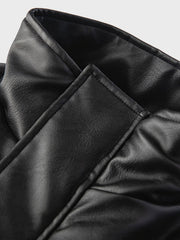 刺繍入り スタンドカラレザージャケットー