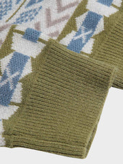 民族調 ジャカード編み クルーネック ニットセーター