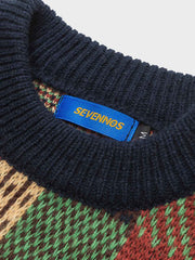 カラーブロック チェック柄 ニット