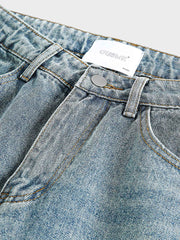 立体ポケット ストレートデニムパンツ