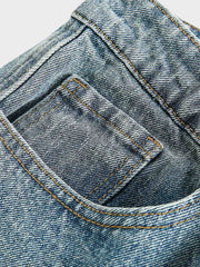 立体ポケット ストレートデニムパンツ