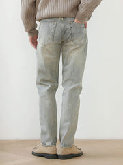 ウォッシュ加工 テーパード デニムパンツ