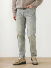 ウォッシュ加工 テーパード デニムパンツ