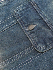 折り襟 ウォッシュ加工 デニムジャケット