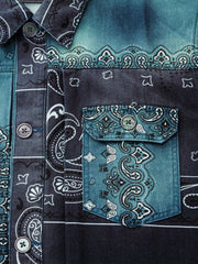 バンダナ　ペイズリー柄デニムジャケット