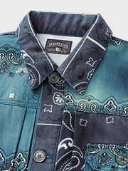 バンダナ　ペイズリー柄デニムジャケット