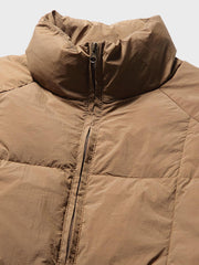 無地立襟 ポケット付きダウンジャケット