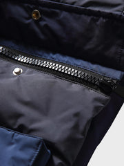 立襟 カラーブロック ダウンジャケット