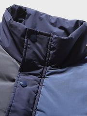 立襟 カラーブロック ダウンジャケット