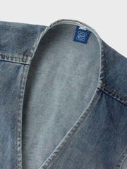 ウォッシュ加工　Vネック デニム ベスト