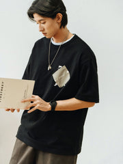 3色 小人柄 ポケット 半袖Tシャツ