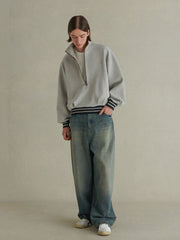 450G ハーフジップ POLOスウェット