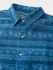 エスニック調総柄ジャカードデニムシャツ