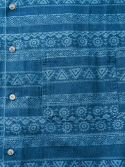 エスニック調総柄ジャカードデニムシャツ