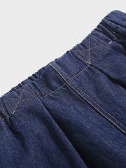 ウォッシュ加工ワイドレッグデニムパンツ