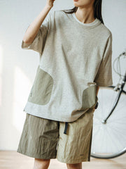 ポケット 切り替え ナイロンTシャツ