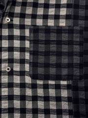 チェック柄 バブル織り生地 パッチワークシャツ