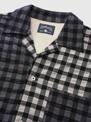 チェック柄 バブル織り生地 パッチワークシャツ