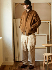 ウール混 ツイードベースボールジャケット