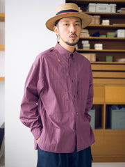 シワ加工 ボタンダウン 長袖シャツ