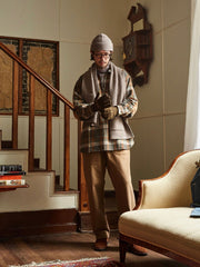 ジッパー付き チェック柄 プルオーバーシャツ