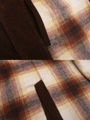 裏チェック柄  コーデュロイコート