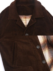 裏チェック柄  コーデュロイコート