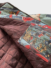 関羽プリント 中綿ジャケット