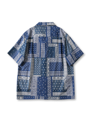 パッチワークバンダナオープンカラーシャツ