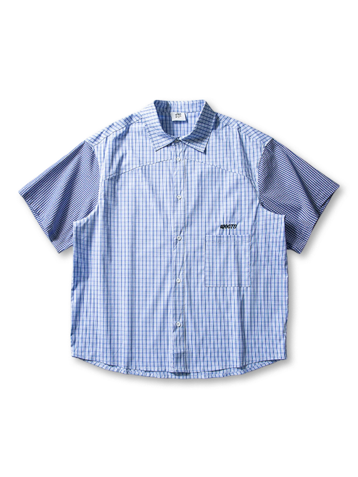 19世紀末の補修文化に着想を得た異なるチェック柄パッチワークと開襟デザインが特徴のヴィンテージ風シャツ