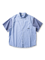 19世紀末の補修文化に着想を得た異なるチェック柄パッチワークと開襟デザインが特徴のヴィンテージ風シャツ