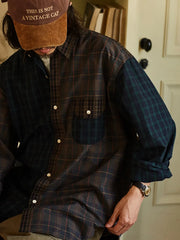 パッチワークチェック ロングスリーブシャツ