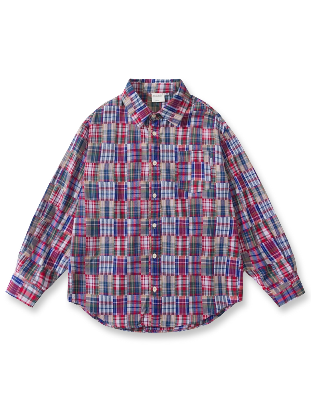 パッチワークチェック柄シャツ