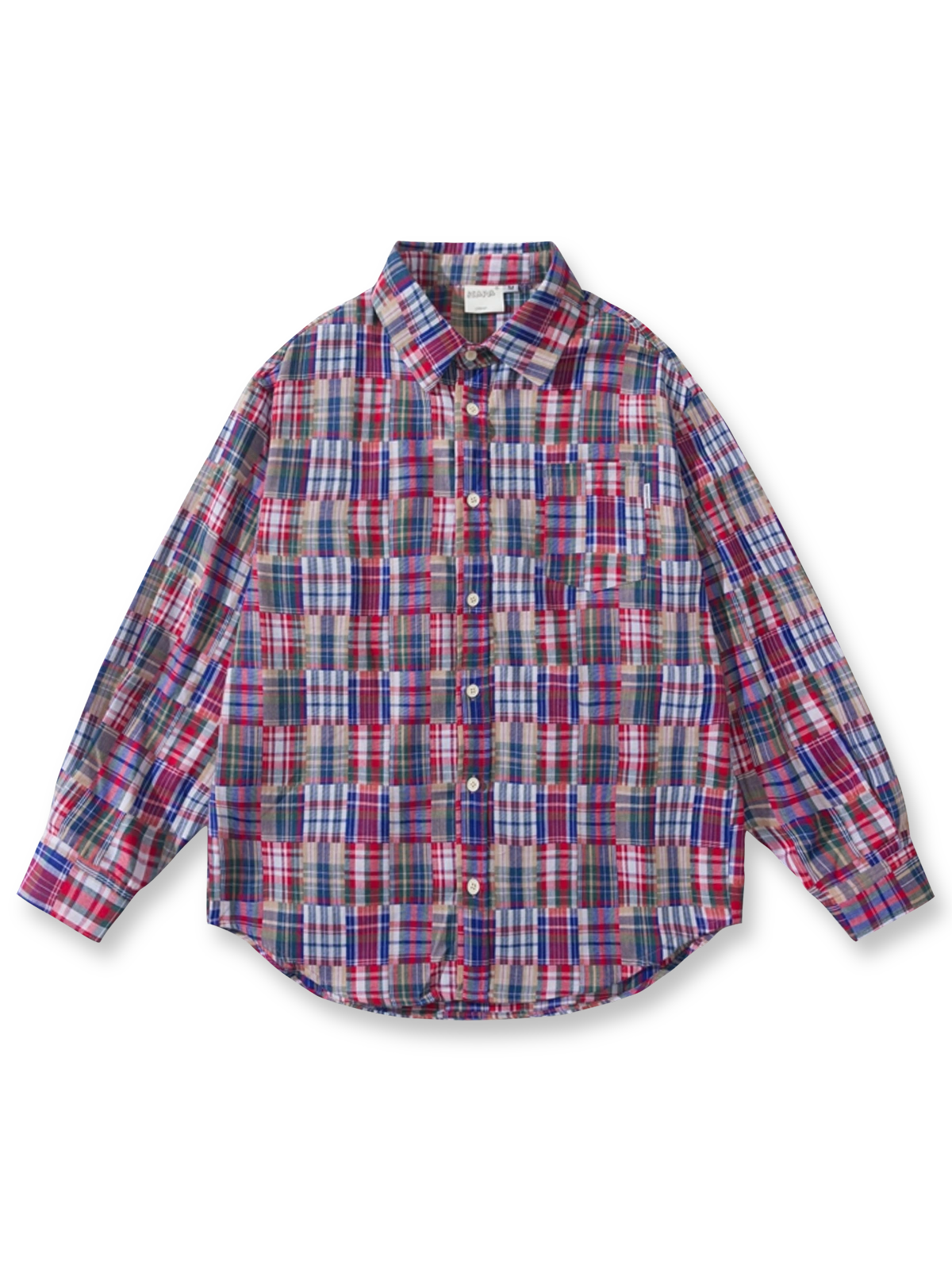 パッチワークチェック柄シャツ