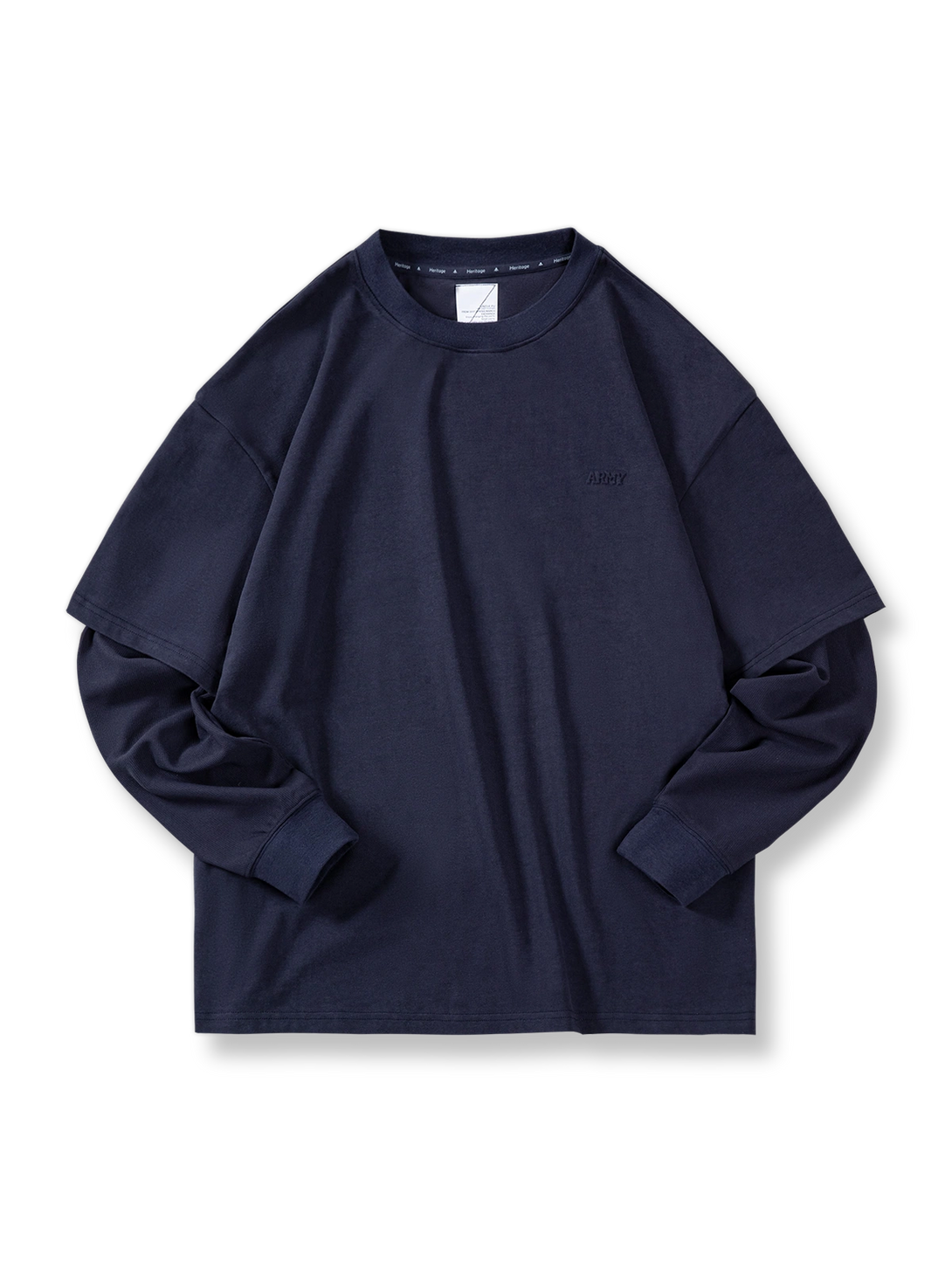 パッチワーク風レイヤード長袖Tシャツ