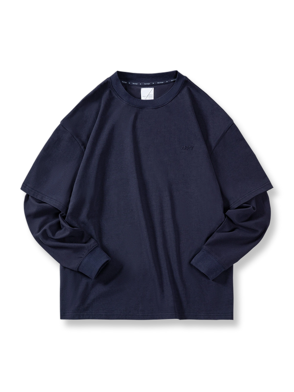 パッチワーク風レイヤード長袖Tシャツ
