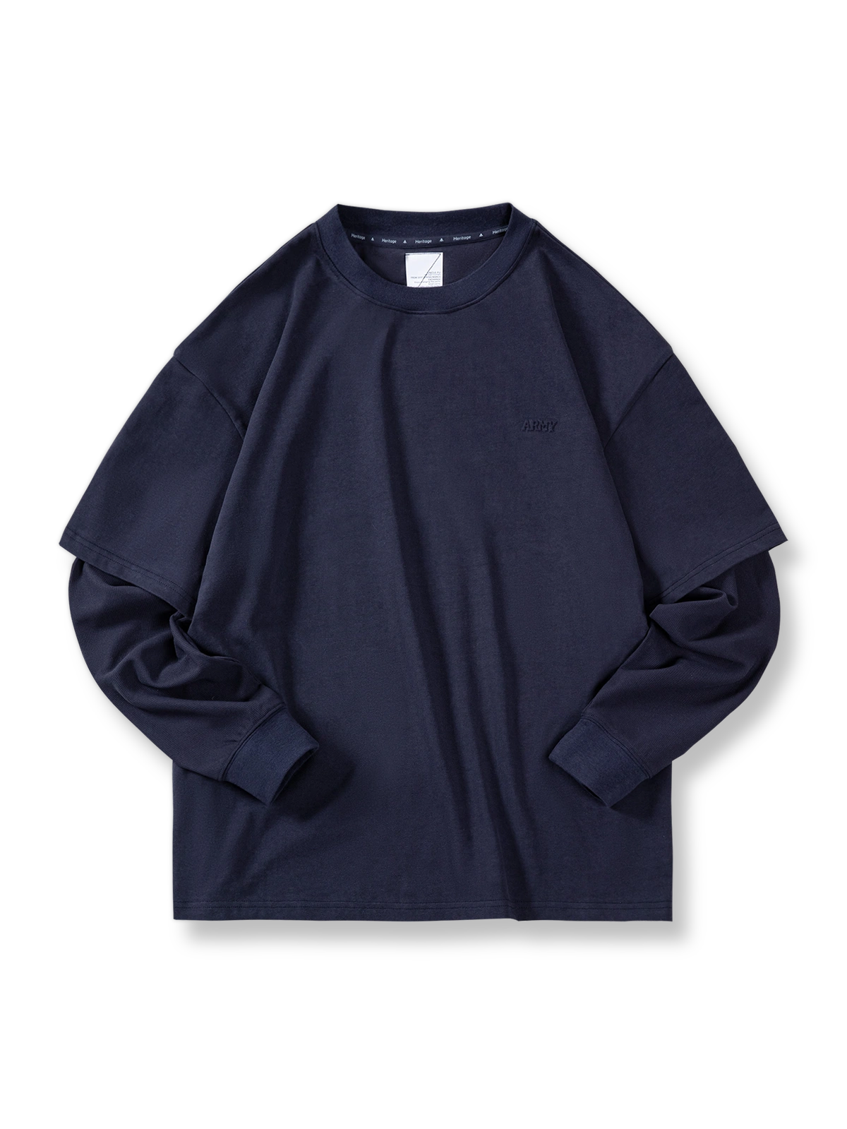 パッチワーク風レイヤード長袖Tシャツ